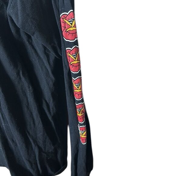 Dixxon mens graphic long sleeve ‘death or glory’ tee skull roses flash art - Picture 4 of 7